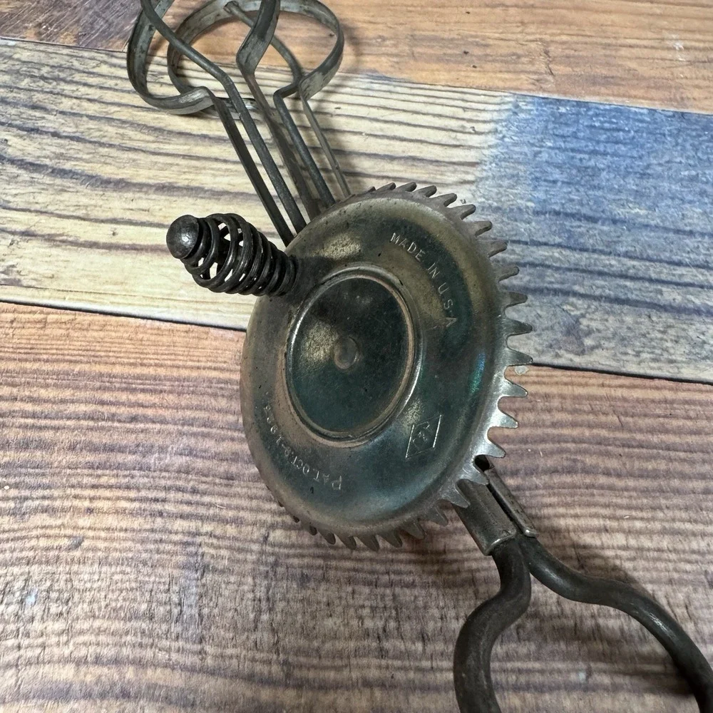 Antique 1923 A&J‎ Ekco  Manual Hand Mixer Beater Stainless Retro Kitchen USA